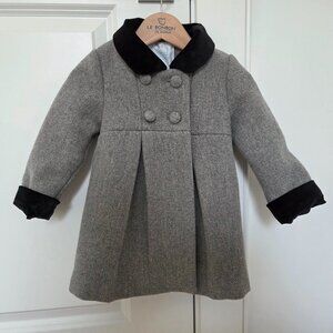 Edgehill Collection girls wool peacoat coat size 18 month grey black velvet